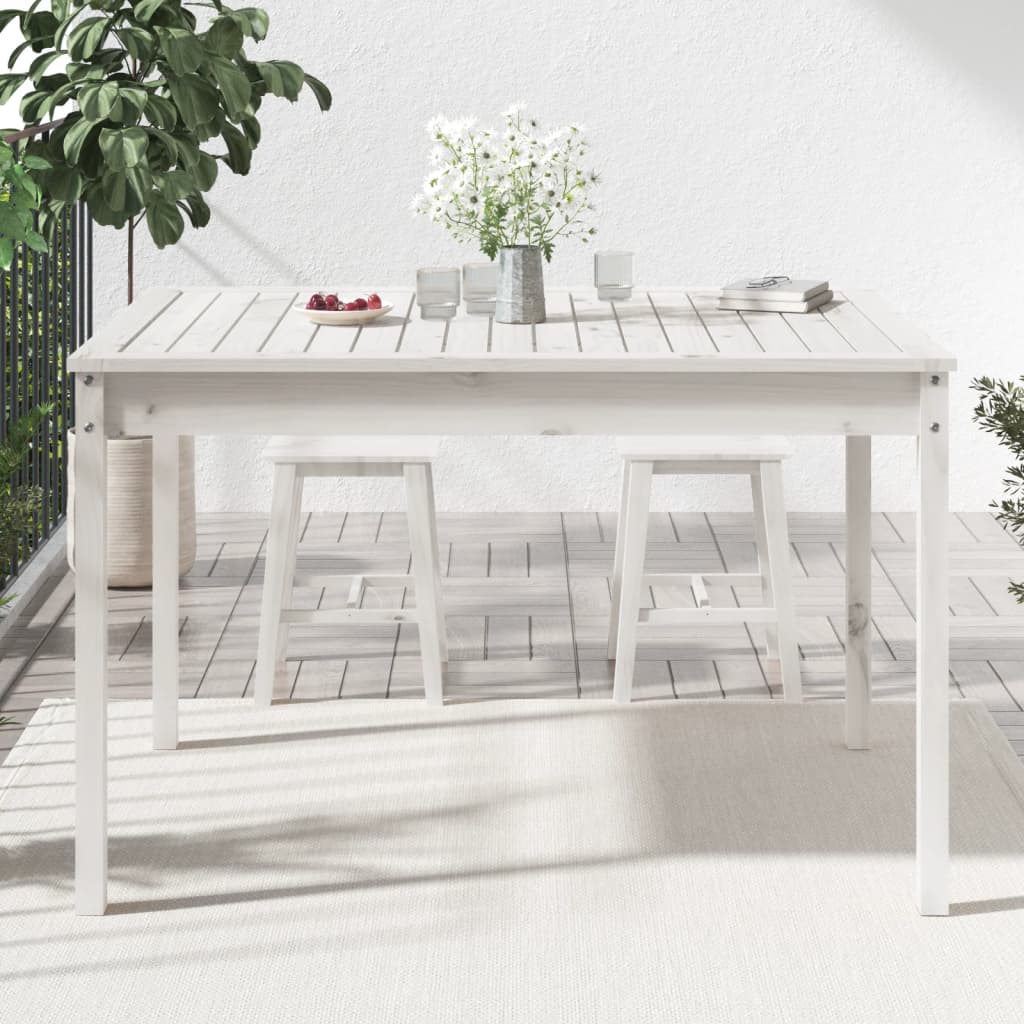 Hagebord hvit 121x82,5x76 cm heltre furu