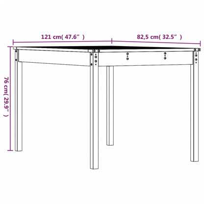 Hagebord hvit 121x82,5x76 cm heltre furu