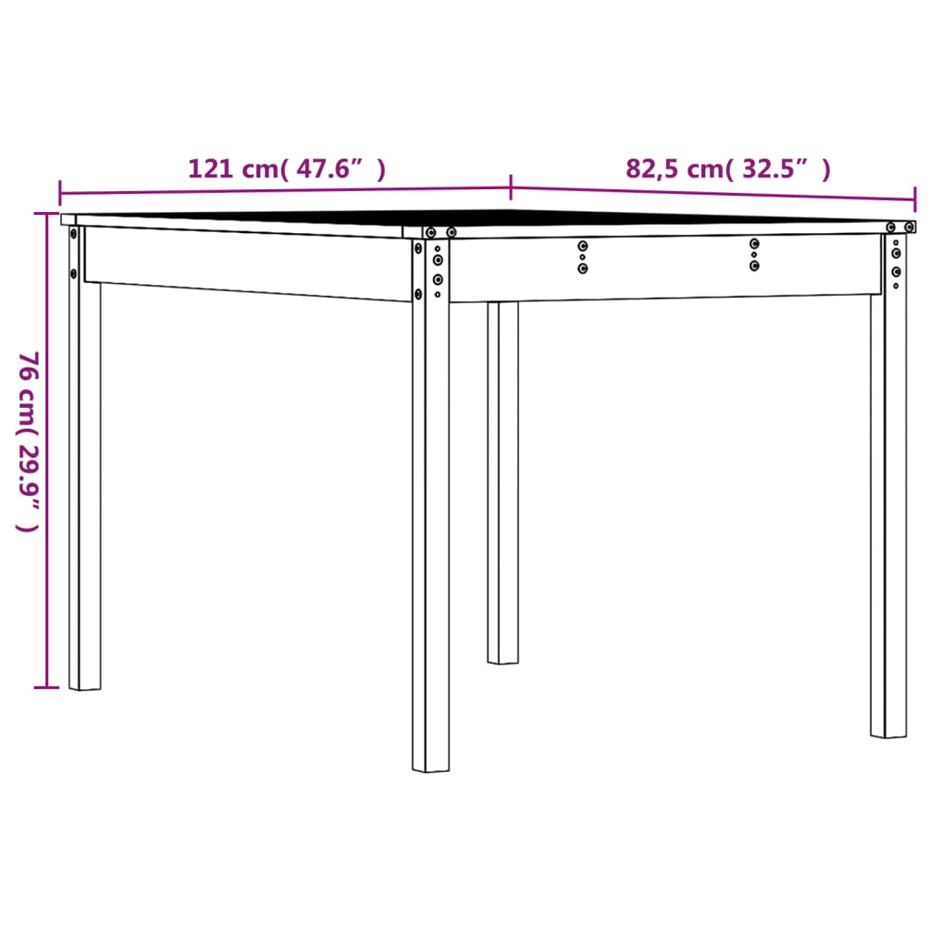 Hagebord 121x82,5x76 cm heltre douglasgran