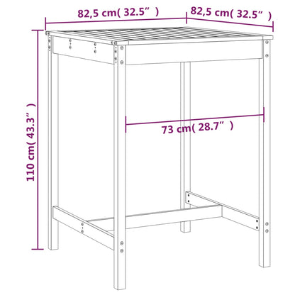 Hagebord hvit 82,5x82,5x110 cm heltre furu