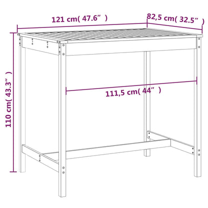 Hagebord 121x82,5x110 cm heltre furu