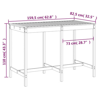 Hagebord 159,5x82,5x110 cm heltre furu