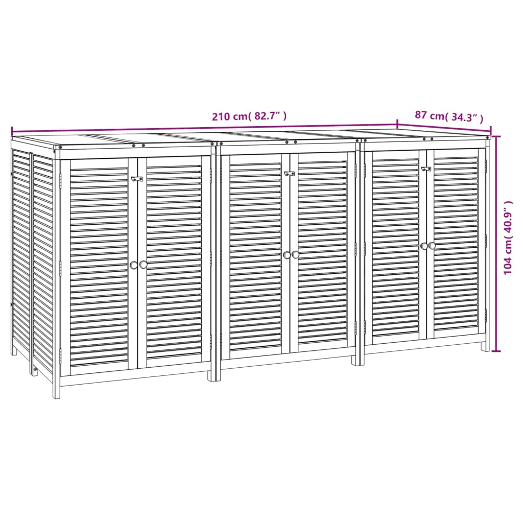 Putekasse 210x87x104 cm heltre akasie