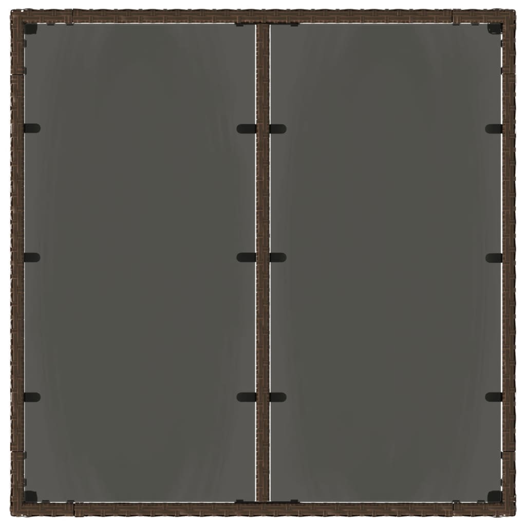 Hagebord med glassplate brun 90x90x75 cm polyrotting