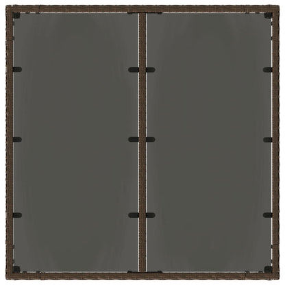 Hagebord med glassplate brun 90x90x75 cm polyrotting