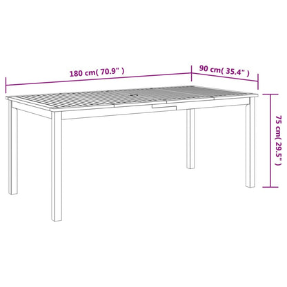Utendørs spisebord 180x90x75 cm heltre akasie