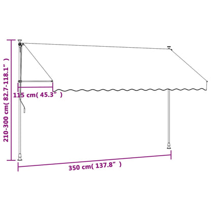 Uttrekkbar markise antrasitt 350x150 cm stoff og stål