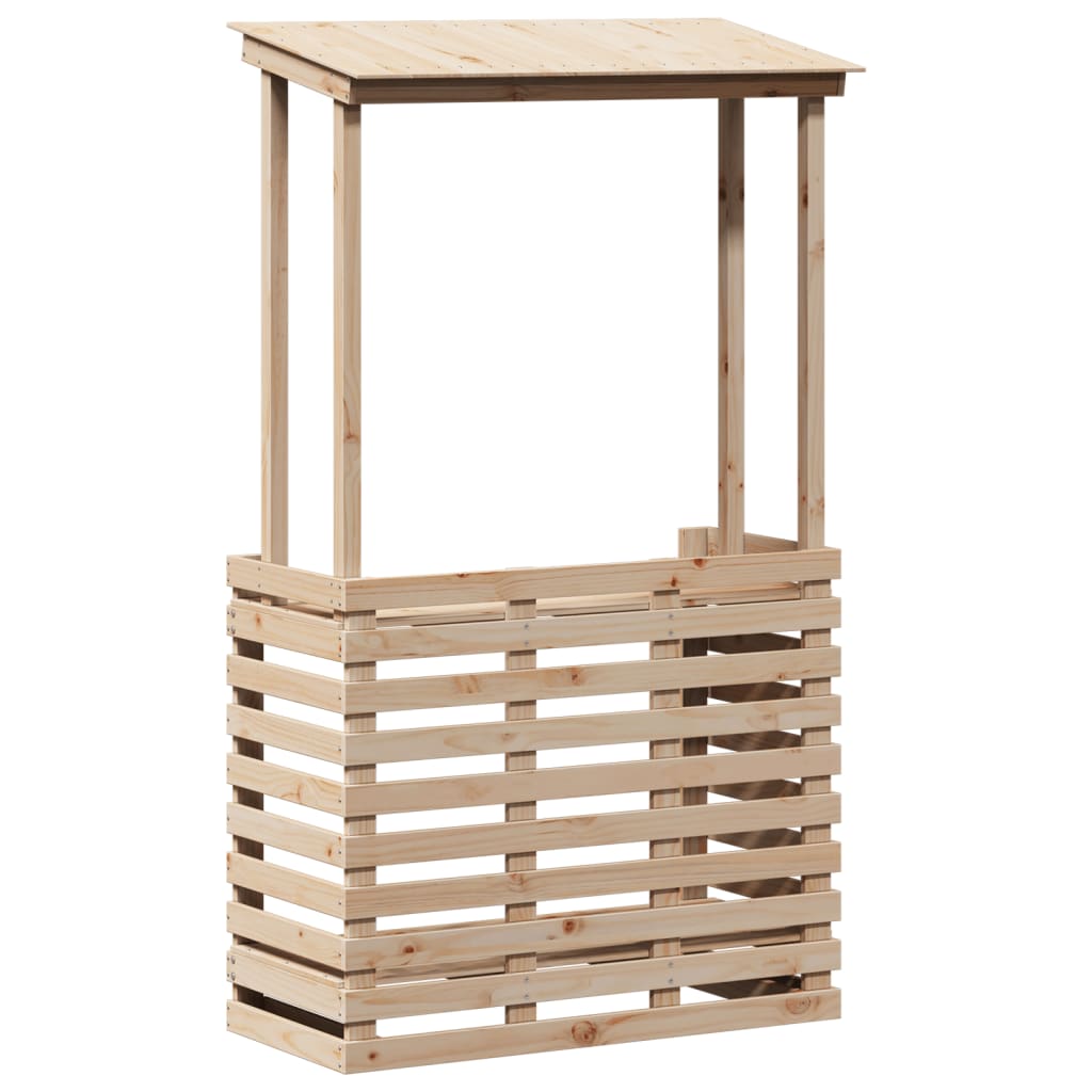 Utendørs barbord med tak 112,5x57x195,5 cm heltre furu