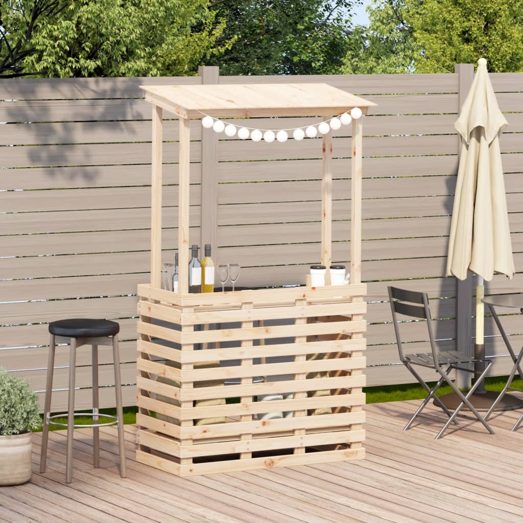 Utendørs barbord med tak 112,5x57x195,5 cm heltre furu
