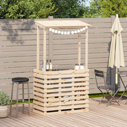 Utendørs barbord med tak 112,5x57x195,5 cm heltre furu