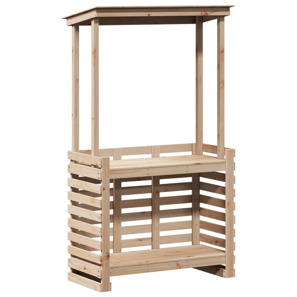 Utendørs barbord med tak 112,5x57x195,5 cm heltre furu