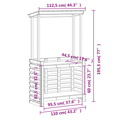 Utendørs barbord med tak 112,5x57x195,5 cm heltre furu