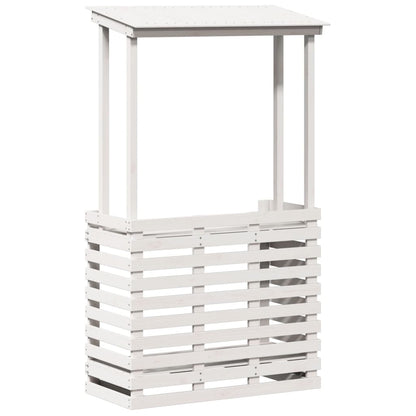 Utendørs barbord med tak hvit 112,5x57x195,5 cm heltre furu