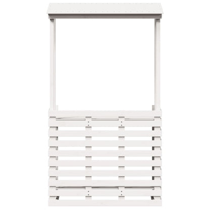 Utendørs barbord med tak hvit 112,5x57x195,5 cm heltre furu