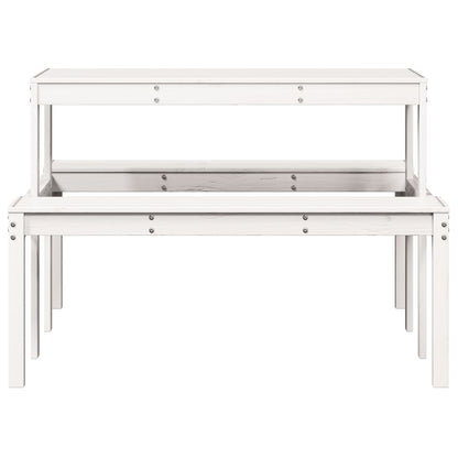 Piknikbord hvit 110x134x75 cm heltre furu