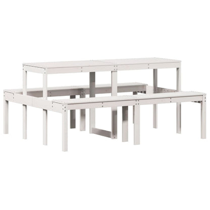 Piknikbord hvit 160x134x75 cm heltre furu