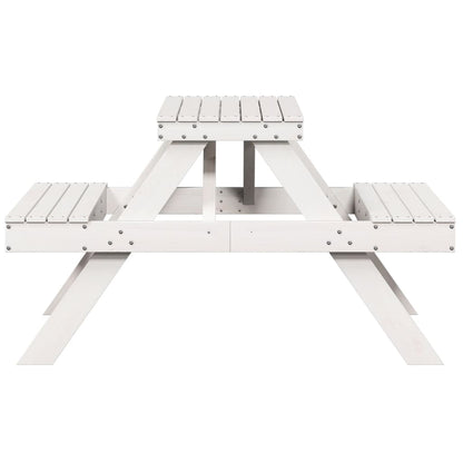Piknikbord hvit 105x134x75 cm heltre furu