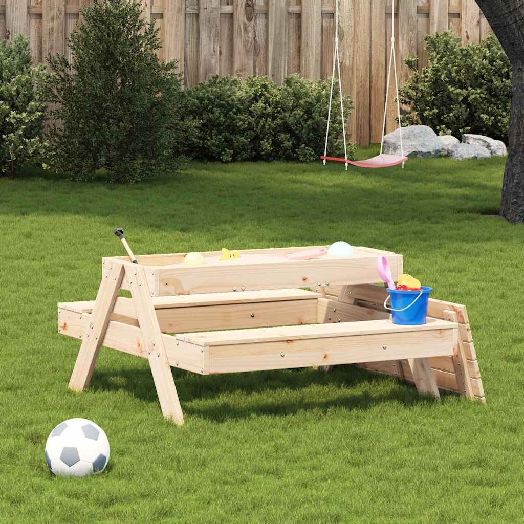 Piknikbord med sandkasse for barn heltre furu