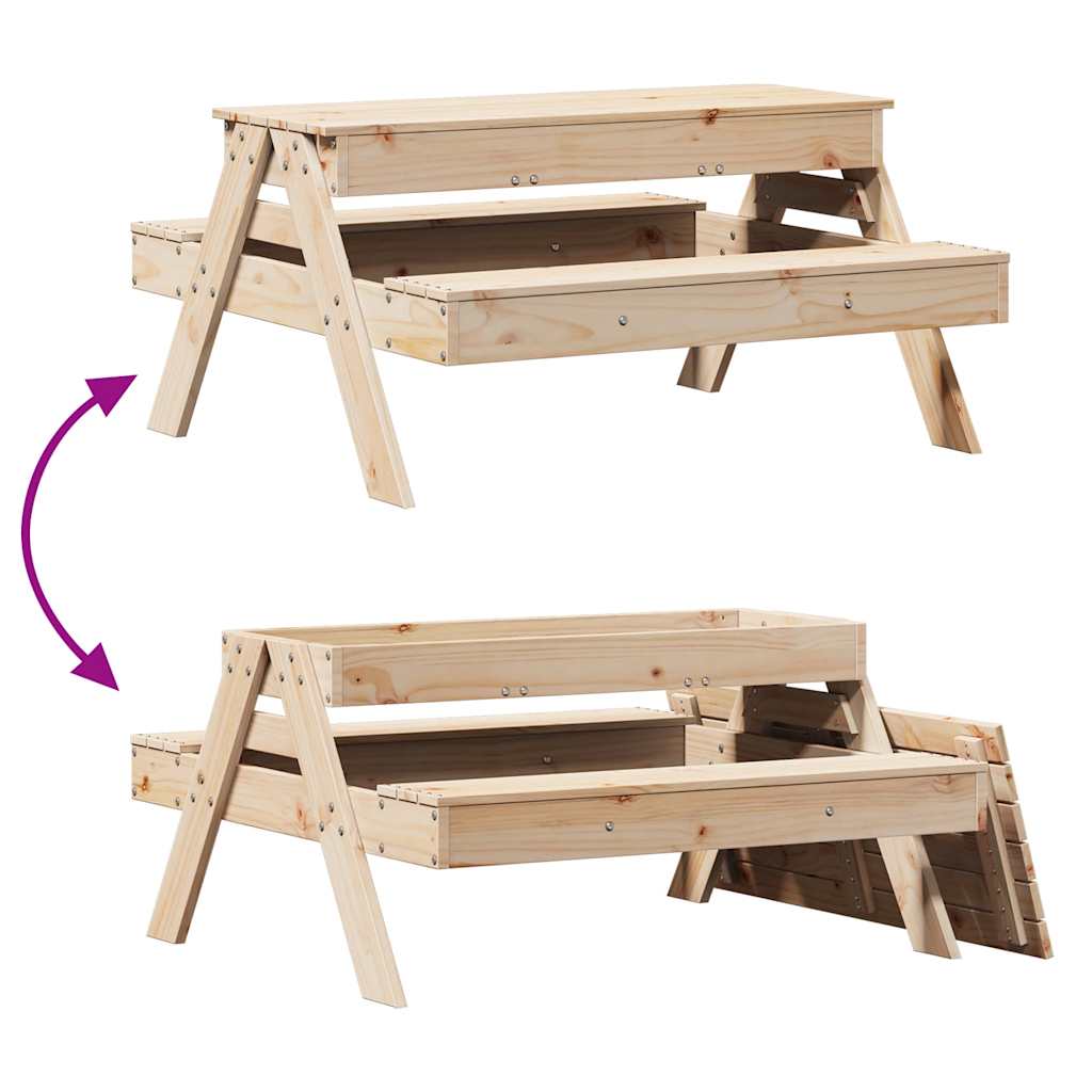 Piknikbord med sandkasse for barn heltre furu