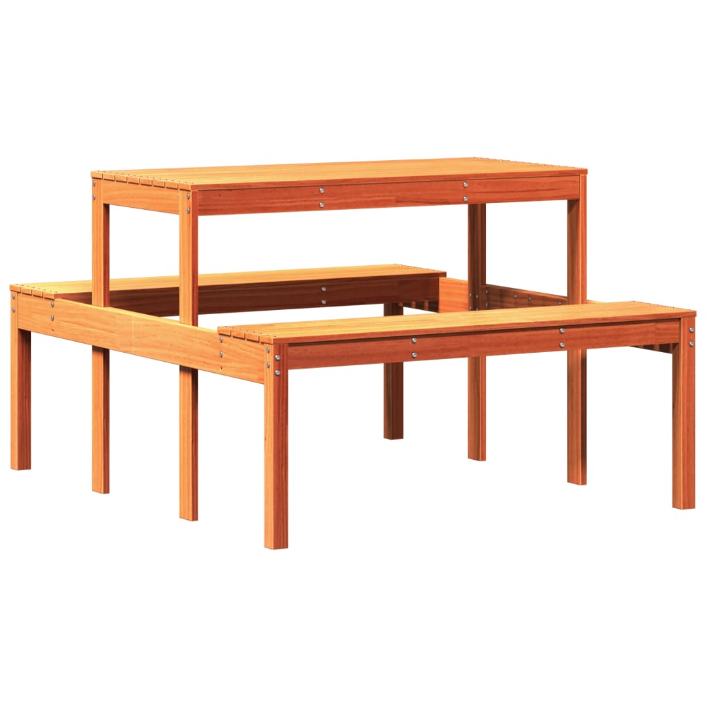Piknikbord voksbrun 110x134x75 cm heltre furu