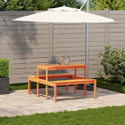Piknikbord voksbrun 110x134x75 cm heltre furu