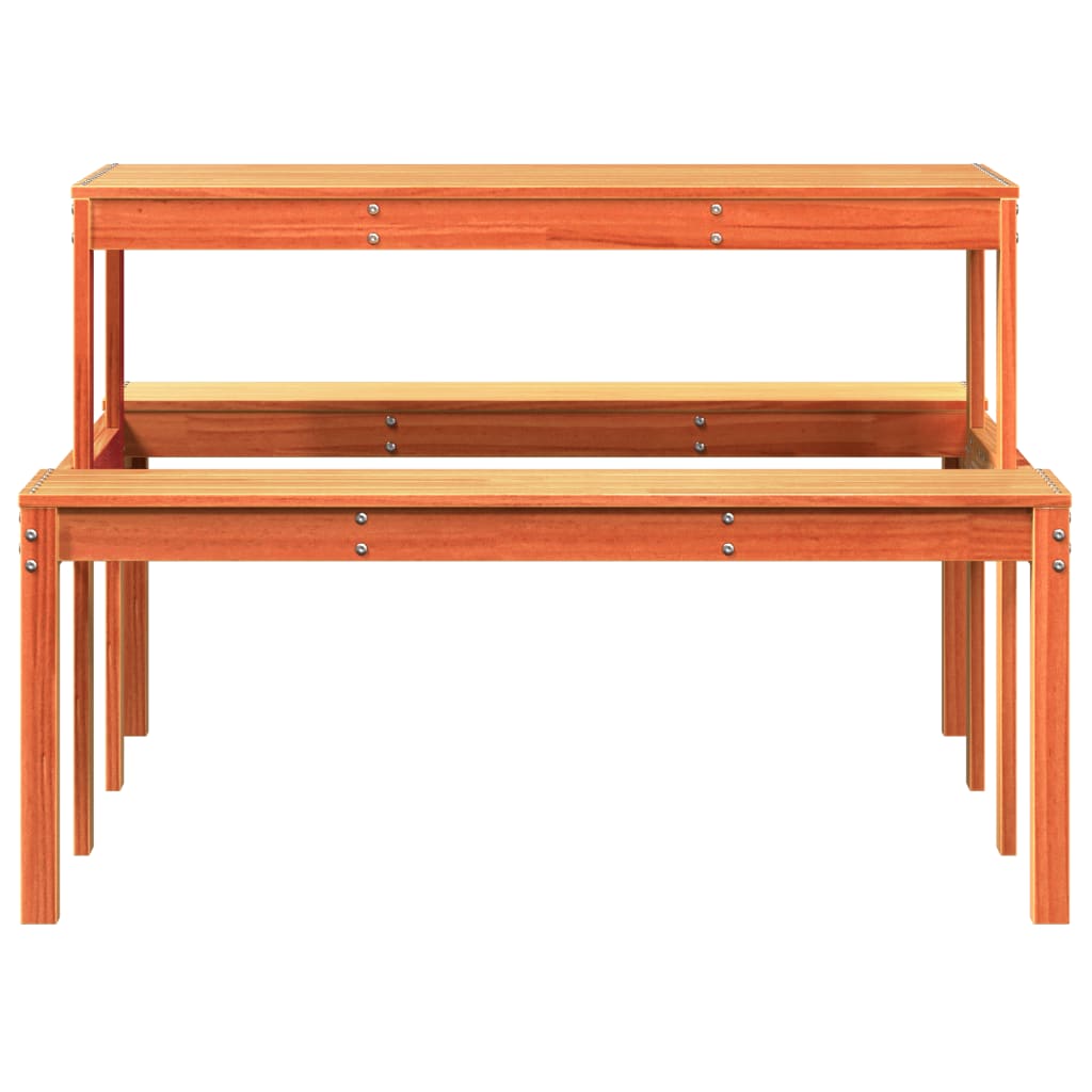 Piknikbord voksbrun 110x134x75 cm heltre furu