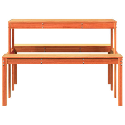 Piknikbord voksbrun 110x134x75 cm heltre furu