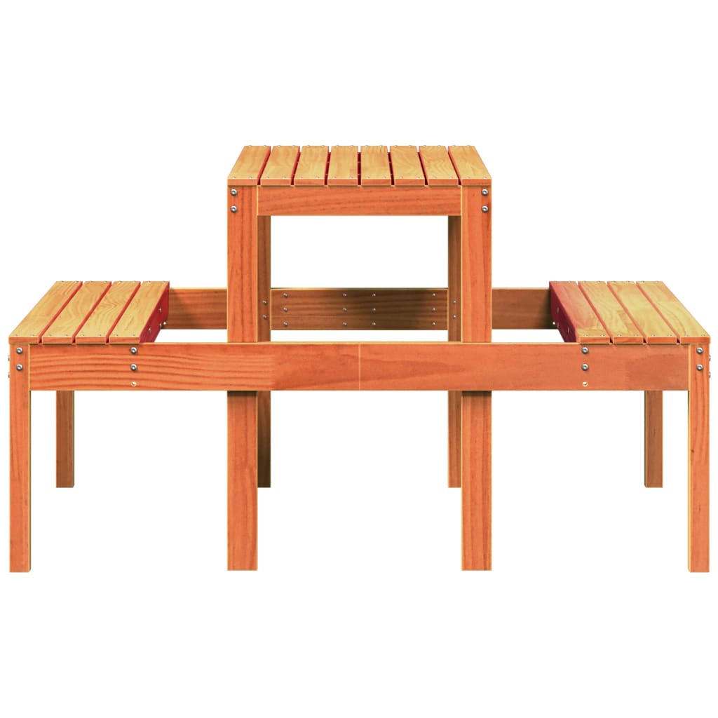 Piknikbord voksbrun 110x134x75 cm heltre furu