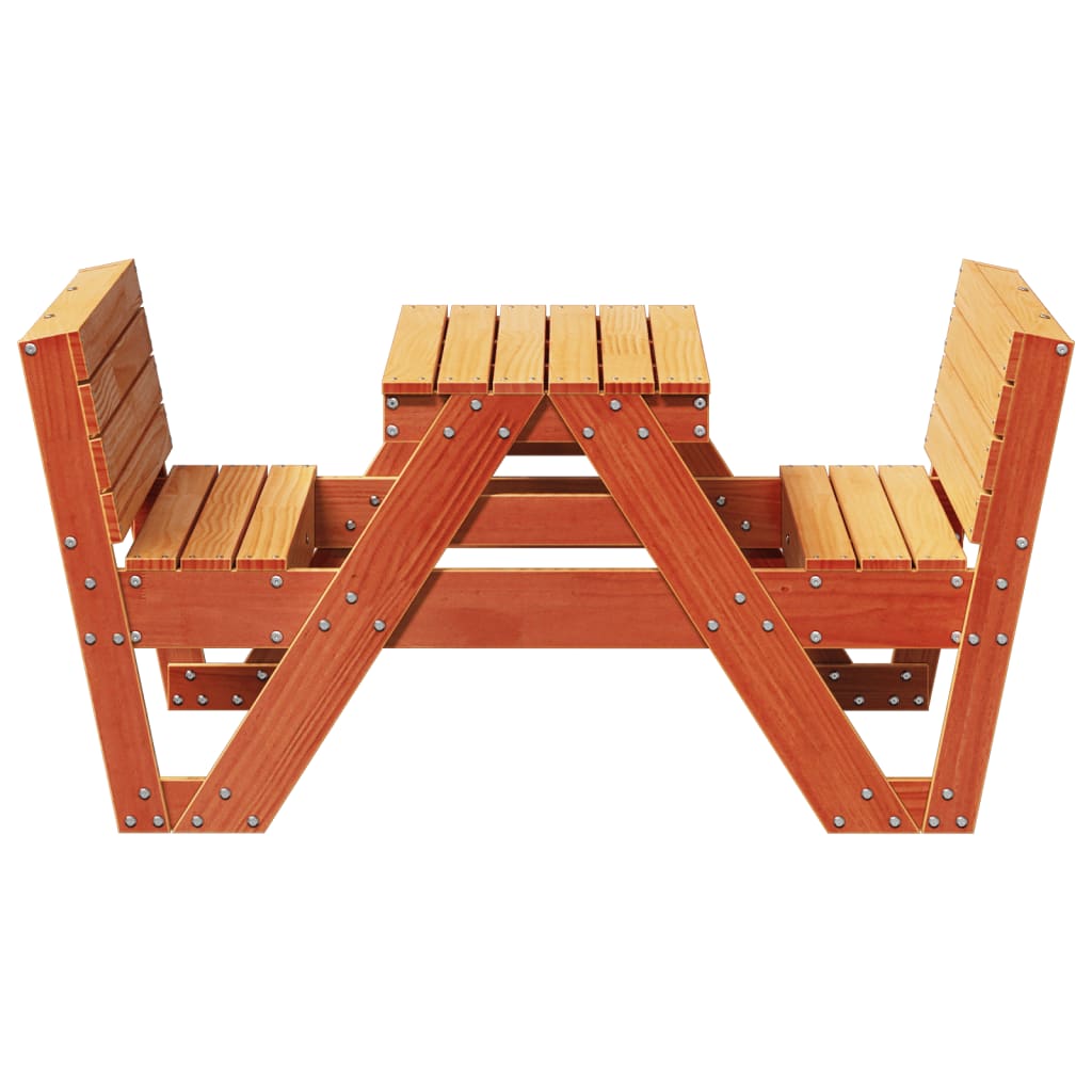 Piknikbord for barn voksbrun 88x122x58 cm heltre furu
