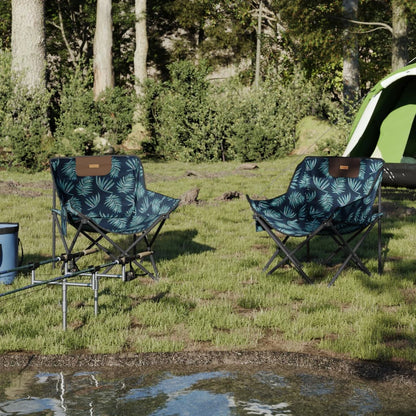 Campingstoler med lomme 2 stk sammenleggbar bladmønster