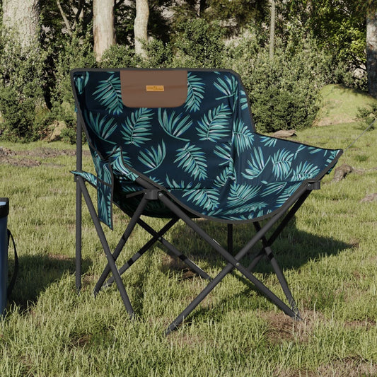 Campingstoler med lomme 2 stk sammenleggbar bladmønster