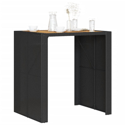 Barbord med topp i akasie svart 105x80x110 cm polyrotting