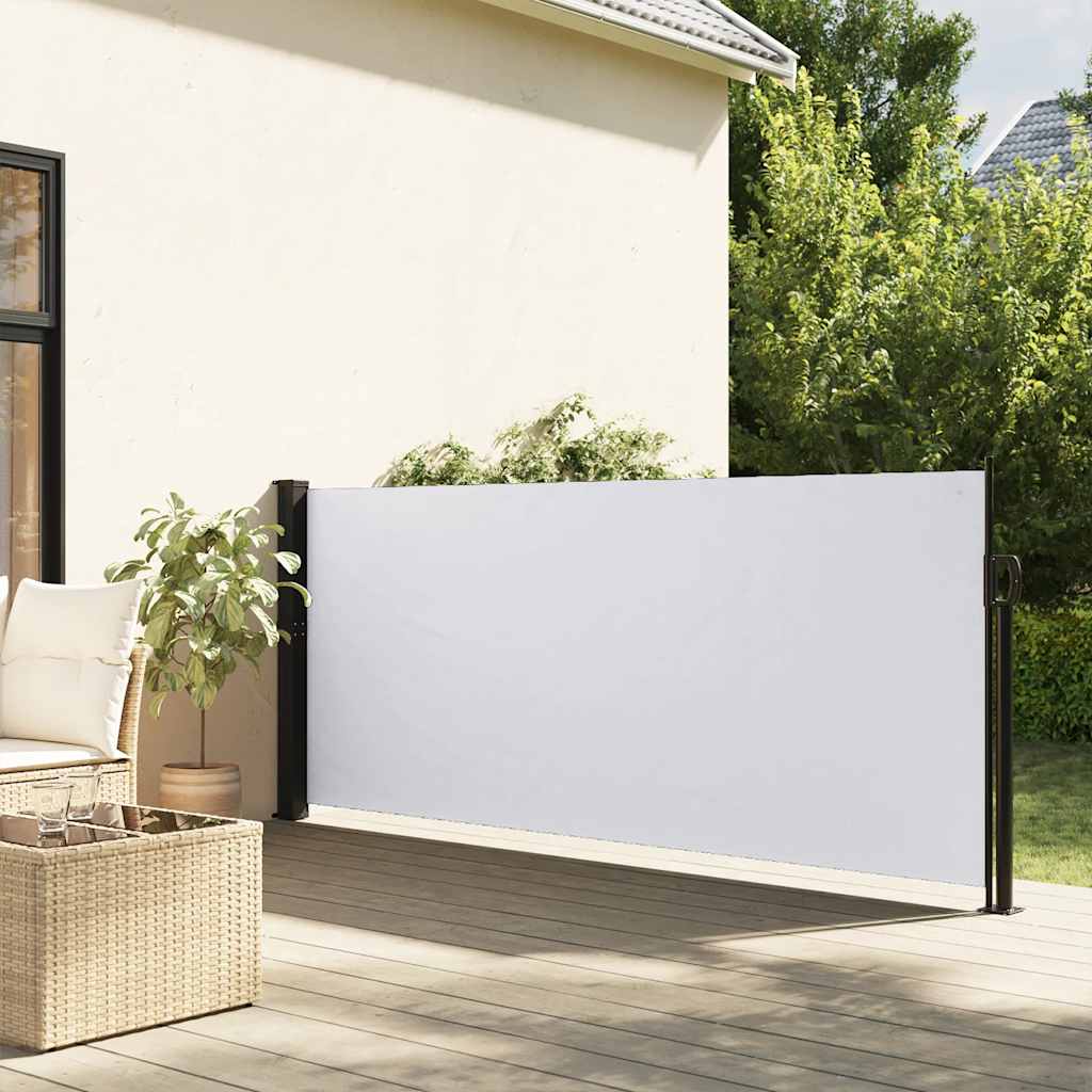 Uttrekkbar sidemarkise hvit 117x300 cm
