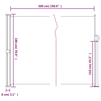 Uttrekkbar sidemarkise mørkegrønn 180x500 cm