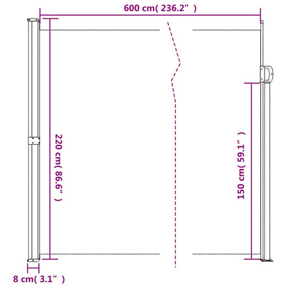 Uttrekkbar sidemarkise gråbrun 220x600 cm