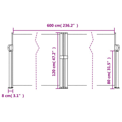 Uttrekkbar sidemarkise mørkegrønn 120x600 cm