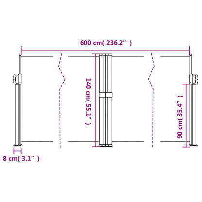 Uttrekkbar sidemarkise 140x600 cm antrasitt