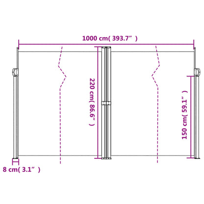 Uttrekkbar sidemarkise 220x1000 cm rød