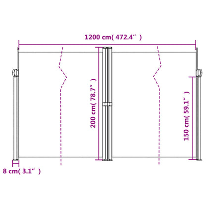 Uttrekkbar sidemarkise blå 200x1200 cm