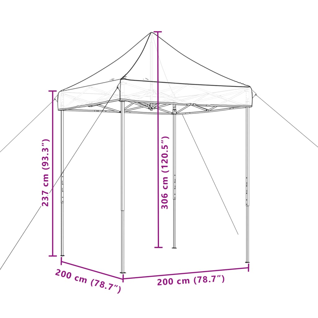 Sammenleggbart partytelt pop-up gråbrun 200x200x306 cm