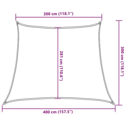 Solseil 160 g/m² trapesformet lysegrå 3/4x3 m HDPE