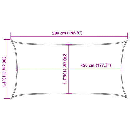 Solseil 160 g/m² rektangulær sand 3x5 m HDPE