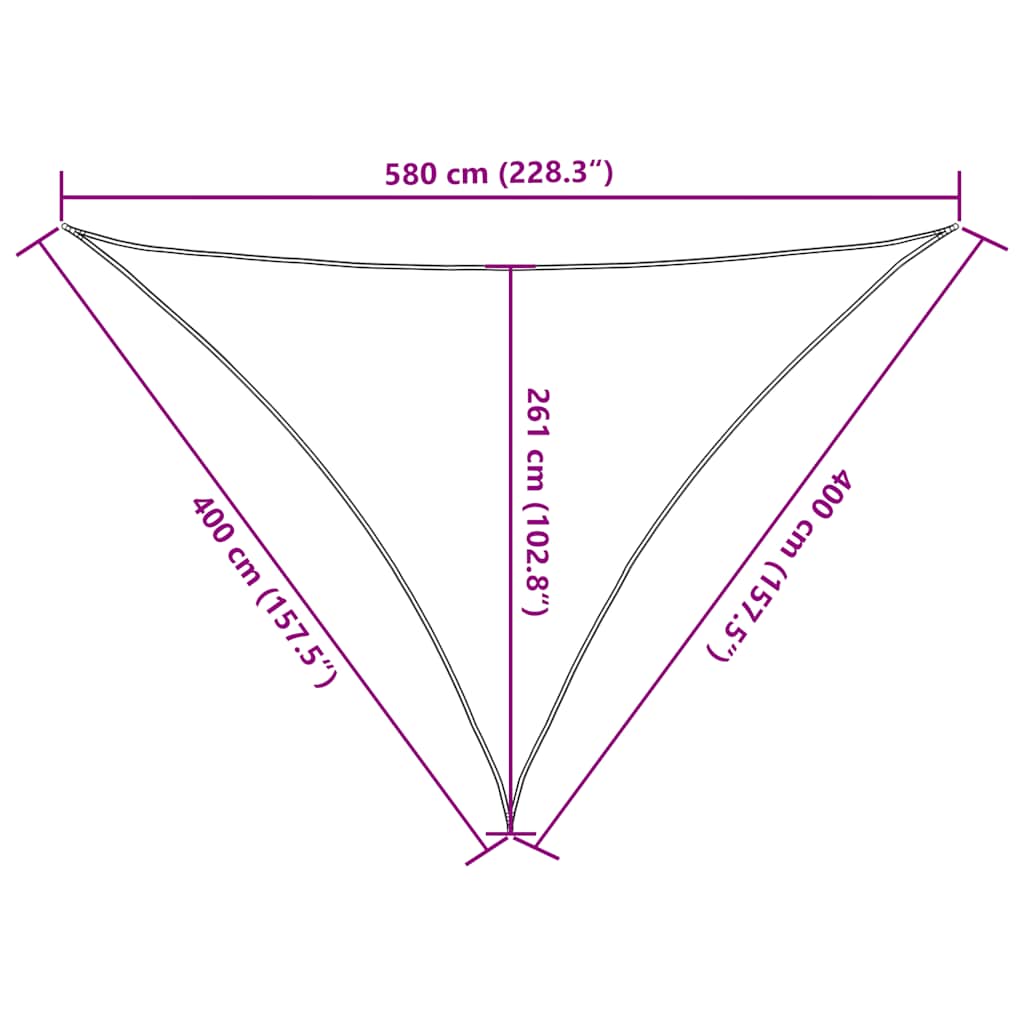 Solseil 160 g/m² trekantet sand 4x4x5,8 m HDPE