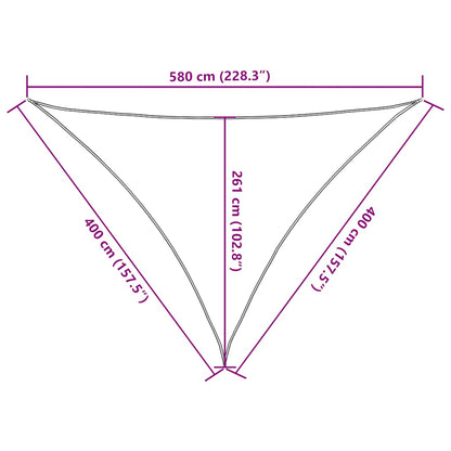 Solseil 160 g/m² trekantet sand 4x4x5,8 m HDPE