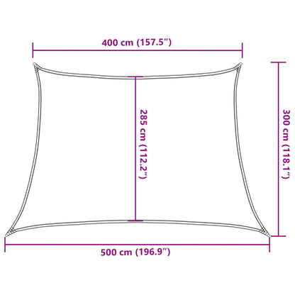 Solseil 160 g/m² trapesformet lysegrå 4/5x3 m HDPE