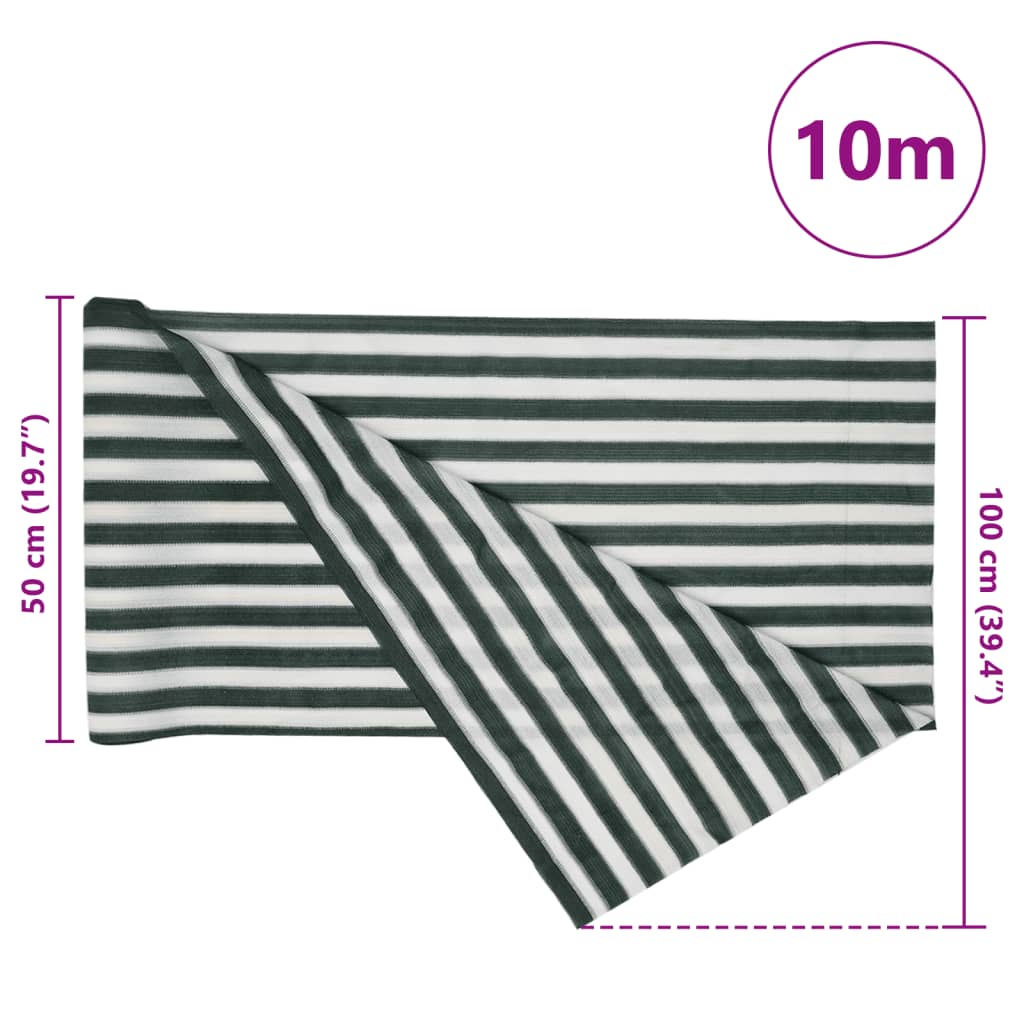 Skjermnett grønn og hvit 1x10 m HDPE 75 g/m²