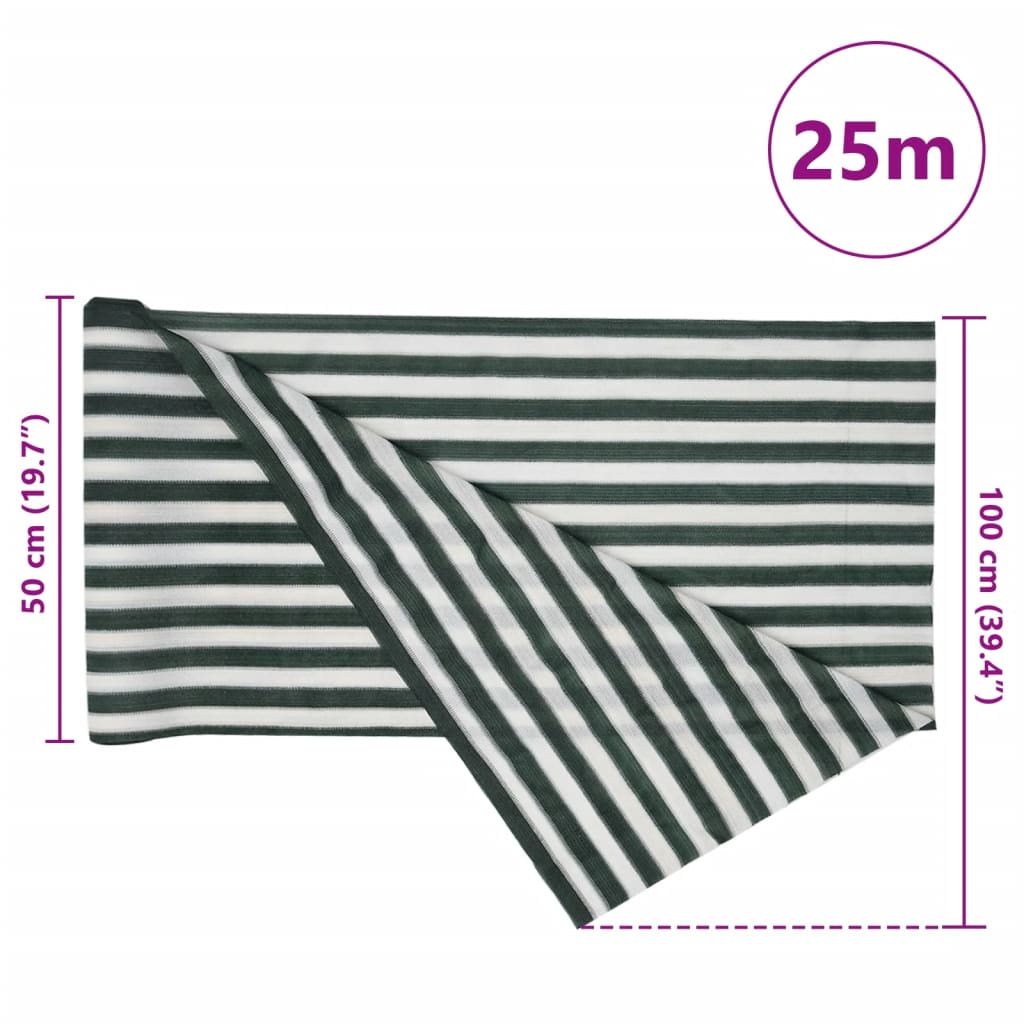 Skjermnett grønn og hvit 1x25 m HDPE 75 g/m²