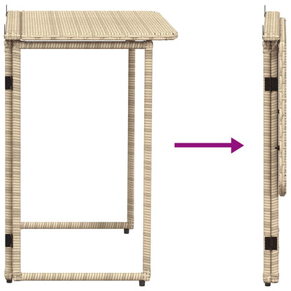 Sammenleggbart hagebord beige 90x51x75 cm polyrotting
